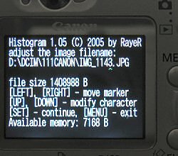 Histogram file menu